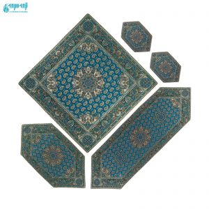44 copy 300x300 - رومیزی ترمه پنج تکه طرح قاجار رنگ آبی درباری